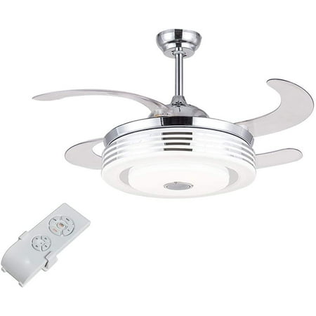 Oukaning 42 Ceiling Fan with Integration LED Light and Bluetooth Silver