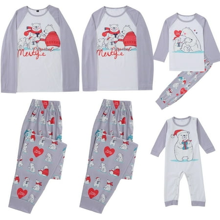 Christmas Pajamas for Family Pjs Matching Sets Bear Printed Loungewear
