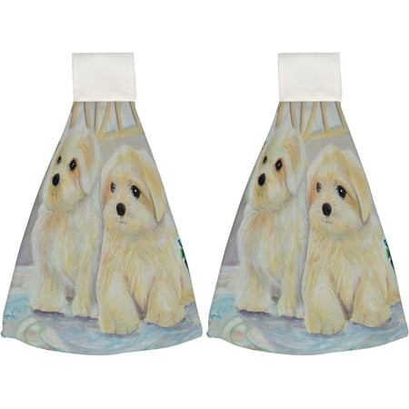 Hanging Towels 2 Pcs Dish Towels White Puppy Oil Painting Absorbent Hand Towels with Hanging Loop Washcloth for Bathroom Kitchen
Hanging Towels 2 Pcs Dish Towels White Puppy Oil Painting Absorbent Hand Towels with Hanging Loop Washcloth for Bathroom Kitchen