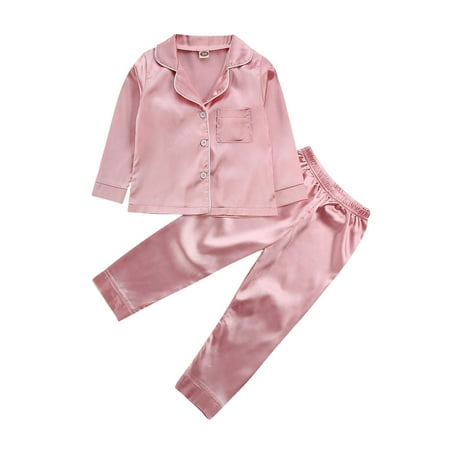 Toddler Kids Baby Boy Girl Satin Silk Pajamas Set Long Sleeve Button-Down Sleepwear PJs 2Pcs Pants Set
Toddler Kids Baby Boy Girl Satin Silk Pajamas Set Long Sleeve Button-Down Sleepwear PJs 2Pcs Pants Set