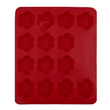Dog Footprint Paw Silicone Mold Biscuit Candy Chocolate Cake DIY Mould Tools (Red)