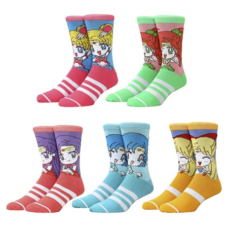 Sailor Moon Crystal Characters Men s 5-Pack Crew Socks