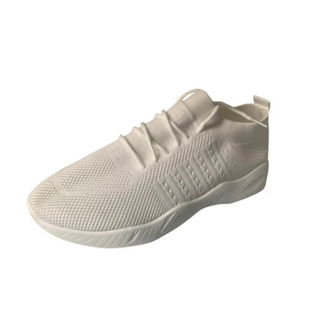 TOYFUNNY Womens Solid Color Lace-Up Breathable Flyknit Sneakers