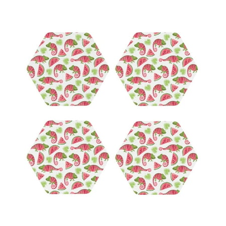 Leather Coasters Set of 4 - Cute Chameleon Watermelon Lightweight Non-Slip Drink Coasters for Desk Anti-Scalding Desk Cup Coasters for Office Table Decor Hexagon
Leather Coasters Set of 4 - Cute Chameleon Watermelon Lightweight Non-Slip Drink Coasters for Desk Anti-Scalding Desk Cup Coasters for Office Table Decor Hexagon