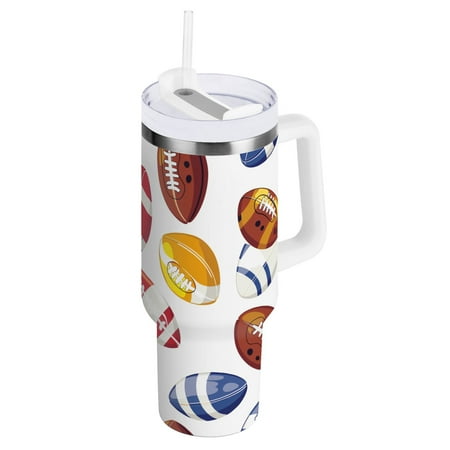 JSTEL American Footballs Colorful 40 oz Tumbler Stainless Steel Water Bottle Vacuum Insulated Cup with Straw Lid & Handle For Travel Car Cup Holder
JSTEL American Footballs Colorful 40 oz Tumbler Stainless Steel Water Bottle Vacuum Insulated Cup with Straw Lid & Handle For Travel Car Cup Holder