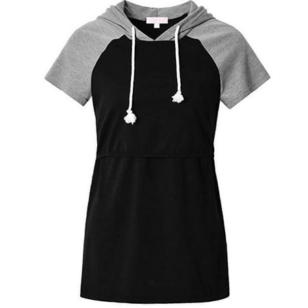 

asdoklhq Maternity Clothes for Women Clearance Pregnant Women Clothes Short-sleeved T-shirt Hooded Breastfeeding Clothes