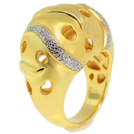 FNCDLS02 925 Sterling Silver Gold Plated Micro Pave CZ Ring