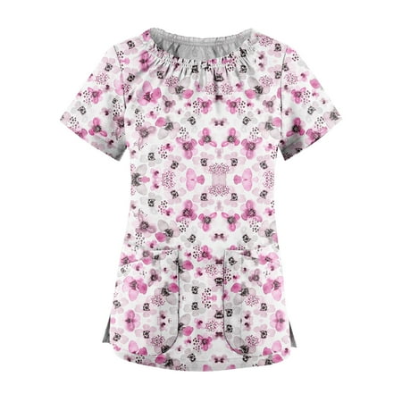 TKing Fashion Women Plus Size Scrubs Top V-Neck Short Sleeve Dandelion Print Pockets Work Blouse for Women Pink 5XL
TKing Fashion Women Plus Size Scrubs Top V-Neck Short Sleeve Dandelion Print Pockets Work Blouse for Women Pink 5XL