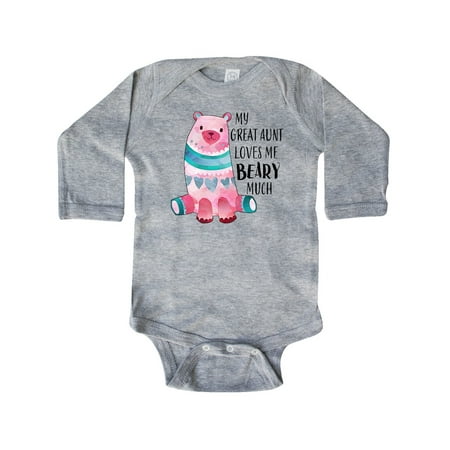 Inktastic My Great Aunt Loves Me Beary Much with Cute Bear Gift Baby Boy or Baby Girl Long Sleeve Bodysuit 
Inktastic My Great Aunt Loves Me Beary Much with Cute Bear Gift Baby Boy or Baby Girl Long Sleeve Bodysuit