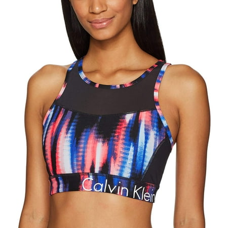 Calvin Klein Womens Performance Tribeca Printed Mesh Back Sports Bra
