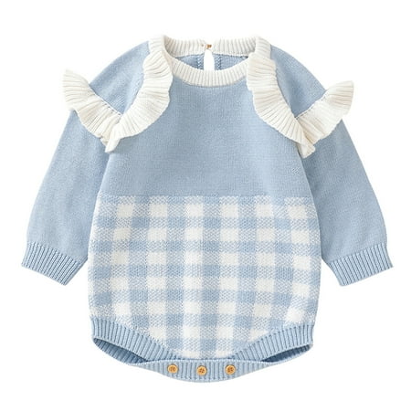 Rovga Dresses For Girls Boys Girls Long Sleeve Plaid Knitted Ruffles Sweater Baby Bodysuit Romper 1 Piece Outfits Clothes Beautiful Clothing
Rovga Dresses For Girls Boys Girls Long Sleeve Plaid Knitted Ruffles Sweater Baby Bodysuit Romper 1 Piece Outfits Clothes Beautiful Clothing