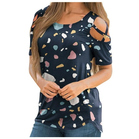 Women Casual Print Splice Cross Strap Short Sleeve T Shirt Round Neck Blouse Loose Top Womens Cold Gear Long Sleeve Space Sport Top Women Womens Shirt Long Sleeve T Shirt Women under Scrubs Work
Women Casual Print Splice Cross Strap Short Sleeve T Shirt Round Neck Blouse Loose Top Womens Cold Gear Long Sleeve Space Sport Top Women Womens Shirt Long Sleeve T Shirt Women under Scrubs Work
