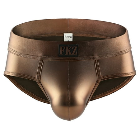 AnuirheiH Imitation Leather Ice Silk Sexy Boxer Briefs Men s Lingerie Low Waist Boxer Briefs 4$ off 2nd item