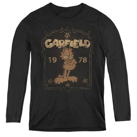 Trevco Sportswear GAR568-WL-4 Garfield & EST 1978 Womens Long Sleeve T-Shirt, Black - Extra Large