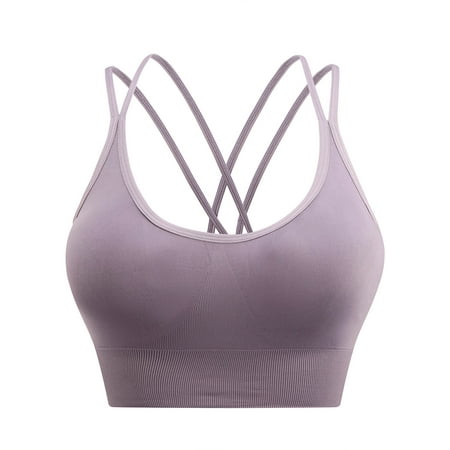 

Strappy Sports Bra for Women Longline Medium Impact Criss Cross Back Padded Workout Running Yoga Crop Tops Ladies Clothes