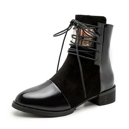 Christmas Clearance! SuoKom Ankle Boots for Women Women s Booties Pointed Toe Low Heel Lace Up Retro Casual Patchwork PU Leather Frosted Suede Boot Shoes Boots for Women Girls Gifts on Clearance 
Christmas Clearance! SuoKom Ankle Boots for Women Women s Booties Pointed Toe Low Heel Lace Up Retro Casual Patchwork PU Leather Frosted Suede Boot Shoes Boots for Women Girls Gifts on Clearance
