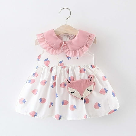 Holiday Savings Clearance 2022! DZT1968 Toddler Child Baby Girl Summer Printed Vest Dress With Small Shoulder Bag