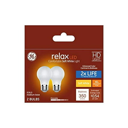 GE Relax 2-Pack 40 W Equivalent Dimmable Soft White G16.5 LED Light Fixture Light Bulbs Medium Base
GE Relax 2-Pack 40 W Equivalent Dimmable Soft White G16.5 LED Light Fixture Light Bulbs Medium Base