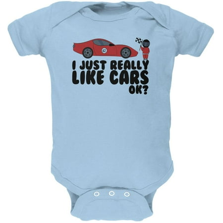 I Just Really Like Cars Ok Cute Kids Soft Baby One Piece Light Blue 12-18 M