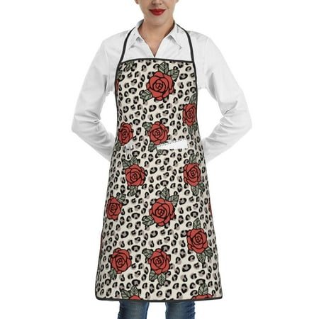 Matuu Leopard Print Rose for Adjustable Cooking Aprons for Women with Pockets Kitchen Aprons for Men Water and Oil Resistant 
Matuu Leopard Print Rose for Adjustable Cooking Aprons for Women with Pockets Kitchen Aprons for Men Water and Oil Resistant