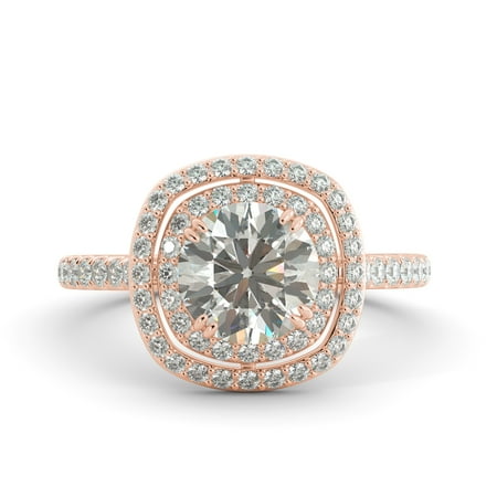 2.76 ct Round C&C Classic Moissanite & Diamond Halo Engagement Ring 14k R Gold