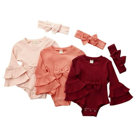 2PCS Newborn Baby Girl Bodysuits Winter Knitted Clothes Set Ruffles Flare Sleeve Solid Jumpsuits Headband Outfits
2PCS Newborn Baby Girl Bodysuits Winter Knitted Clothes Set Ruffles Flare Sleeve Solid Jumpsuits Headband Outfits