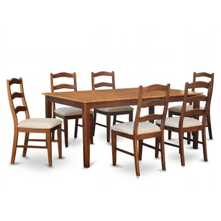 East West Furniture HENL9-BRN-C 9 Piece Dining Room Set-Dining Table With Leaf and 8 Dining Chairs