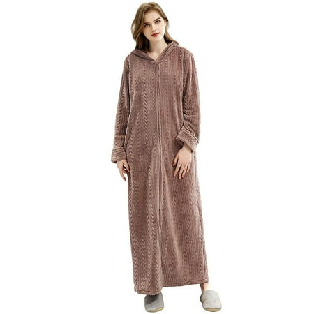 ZFSOCK Long Hooded Robes for Women Soft Warm Fleece Zipper Bathrobe with Pockets and Jacquard Pattern
ZFSOCK Long Hooded Robes for Women Soft Warm Fleece Zipper Bathrobe with Pockets and Jacquard Pattern