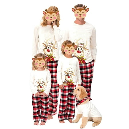 Christmas Family Matching Pajamas Set Reindeer Print Long Sleeve Tops+ Plaid Pants 2pcs Pjs
Christmas Family Matching Pajamas Set Reindeer Print Long Sleeve Tops+ Plaid Pants 2pcs Pjs