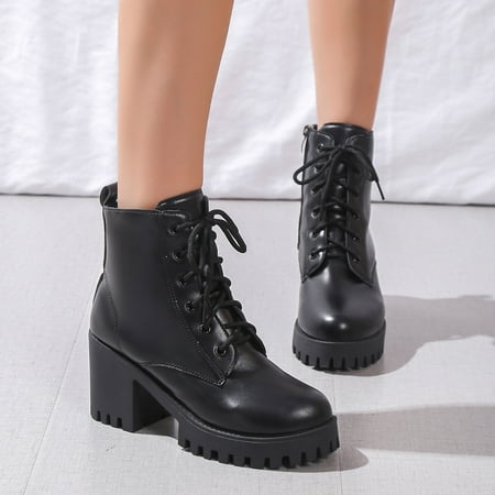 ERTUTUYI Ladies Fashion Solid Color British Style Round Toe Lace Up Side Zipper High Heel Booties Black 41
ERTUTUYI Ladies Fashion Solid Color British Style Round Toe Lace Up Side Zipper High Heel Booties Black 41