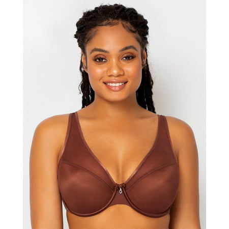 Sheer Mesh Plunge T-Shirt Bra - Chocolate Nude