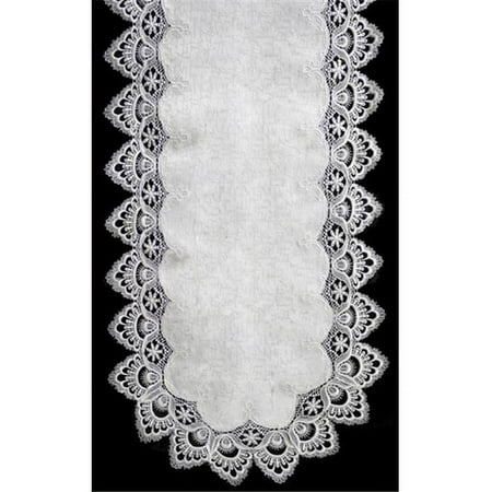 H8139-F1 White Lace Oval Runner 14 x 28 in.