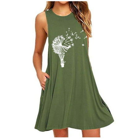 YUEHAO Fashion Womens Pocket Dandelions Printing Sleeveless Casual Nightdress Dresses Green XXXL
YUEHAO Fashion Womens Pocket Dandelions Printing Sleeveless Casual Nightdress Dresses Green XXXL