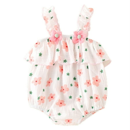 Toddler Baby Girls Climbing Clothes Summer 3D Floral Sling Ruffle Romper Floral Print Triangle Crawling Clothes For 6-12 Months
Toddler Baby Girls Climbing Clothes Summer 3D Floral Sling Ruffle Romper Floral Print Triangle Crawling Clothes For 6-12 Months