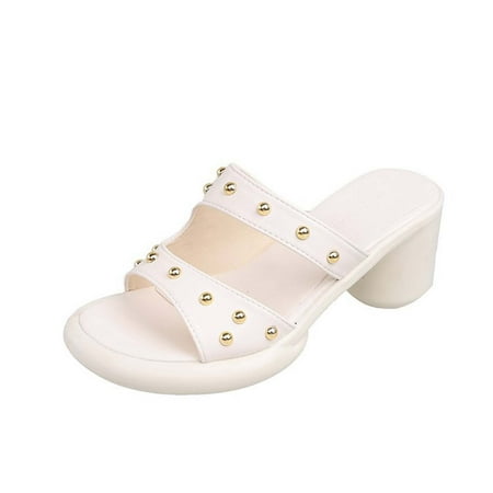 UHUYA Womens Sandals Summer Casual Comfortable Chunky Heel Slippers High Heel Fashion Slippers Open Toe Heeled Slides Sandals White 37
UHUYA Womens Sandals Summer Casual Comfortable Chunky Heel Slippers High Heel Fashion Slippers Open Toe Heeled Slides Sandals White 37