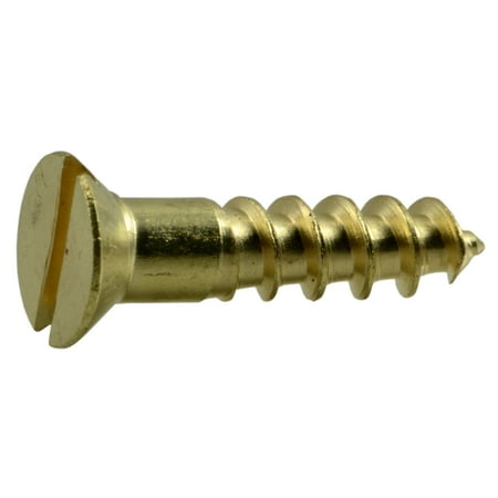 #8 x 3/4 Brass Slotted Flat Head Wood Screws WSFB-241 (40 pcs.)