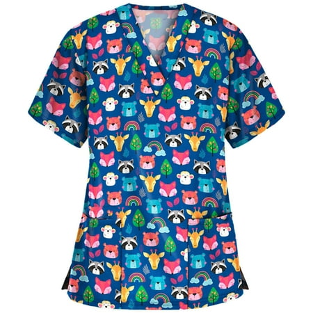 Women Scrubs Top Nurses Clothing Working Uniform Top Care Workwear Short Sleeve V-Neck Cartoon Printed Fashion
Women Scrubs Top Nurses Clothing Working Uniform Top Care Workwear Short Sleeve V-Neck Cartoon Printed Fashion