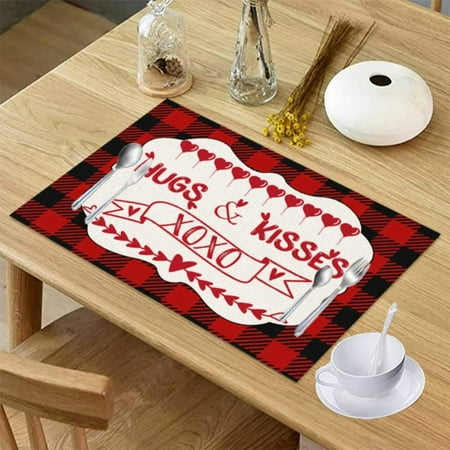 Apocaly Valentines Day Placemat Plaid Letter Pattern Dining Table Household Supply 16.53*12.59inch
Apocaly Valentines Day Placemat Plaid Letter Pattern Dining Table Household Supply 16.53*12.59inch