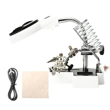 2 LED 2 Lens Auxiliary Alligator Clip Third Hand Soldering Solder Iron Stand