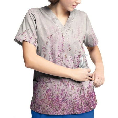 Plus Size Printed Scrub Working Uniform Tops For Women V-Neck Short Sleeve T-Shirts Workwear Tee With Pockets
Plus Size Printed Scrub Working Uniform Tops For Women V-Neck Short Sleeve T-Shirts Workwear Tee With Pockets