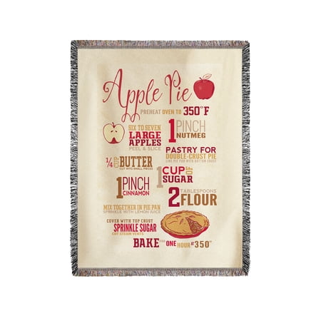 Apple Pie Recipe - Typography - Lantern Press Artwork (60x80 Woven Chenille Yarn Blanket)