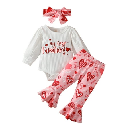 My Firls Valentine’s Day Baby Girls Outfit Long Sleeve Letters Print Romper with Heart Print Pants and Bowknot Headband 3Pcs Set 
My Firls Valentine’s Day Baby Girls Outfit Long Sleeve Letters Print Romper with Heart Print Pants and Bowknot Headband 3Pcs Set