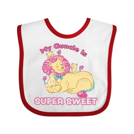 Inktastic My Guncle Is Super Sweet Cotton Candy Lions with Pink Mane Gift Baby Boy or Baby Girl Bib