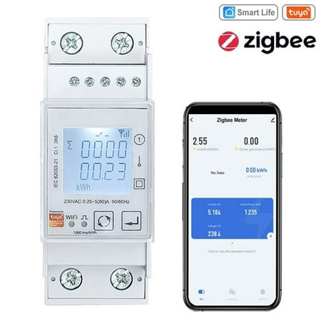 Tuya ZIGBEE Bidirectional Energy Meter Single Phase 80A kWh