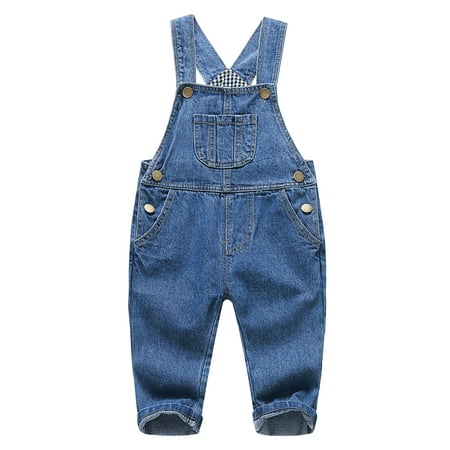 KIDSCOOL SPACE Baby Boy Girl Ripped Denim Cute Workwear Jean Overalls 3T