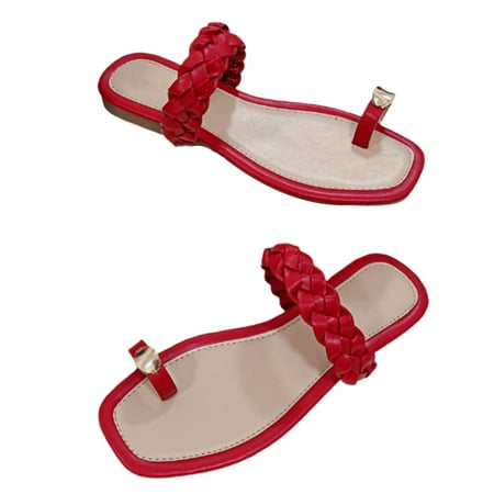 AYYUFE Women Summer Casual Slip-on Flat Beach Wedding Dress Braid Sandals Walking Shoes