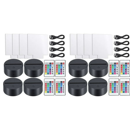 3D Night LED Light Lamp Base with 8 Clear Acrylic Sheets 8 Remote Controls Adjustable 16 Colors for Child Room Bar
3D Night LED Light Lamp Base with 8 Clear Acrylic Sheets 8 Remote Controls Adjustable 16 Colors for Child Room Bar