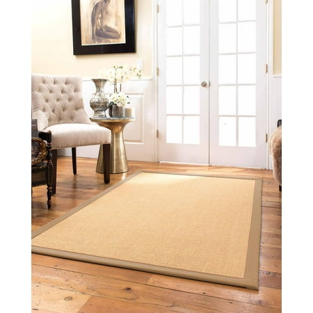 Natural Area Rugs Heavy Boucle Custom Sisal Rug, 6', Octagon Wheat Border