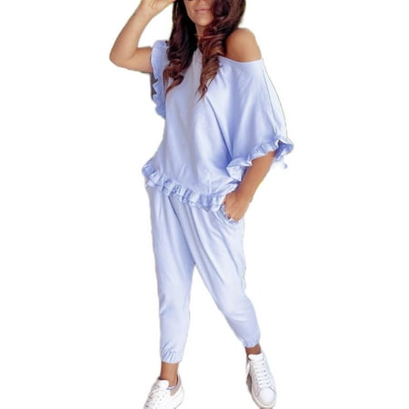 Glonme Ladies Sleepwear Crew Neck Loungwear Solid Color Nightwear Summer Plain Pjs Baggy Short Sleeve Lounge Sets Blue M
Glonme Ladies Sleepwear Crew Neck Loungwear Solid Color Nightwear Summer Plain Pjs Baggy Short Sleeve Lounge Sets Blue M