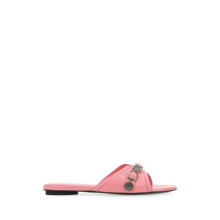 BALENCIAGA Pink Leather Cagole Slippers